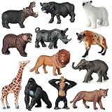 ☼Material Seguro: Las mini figuras de animales Safari están hechas de material plástico de alta calidad, que es duradero, inodoro y no tóxico, resistente al agua y no se decolora fácilmente, seguro para usted y sus hijos.
