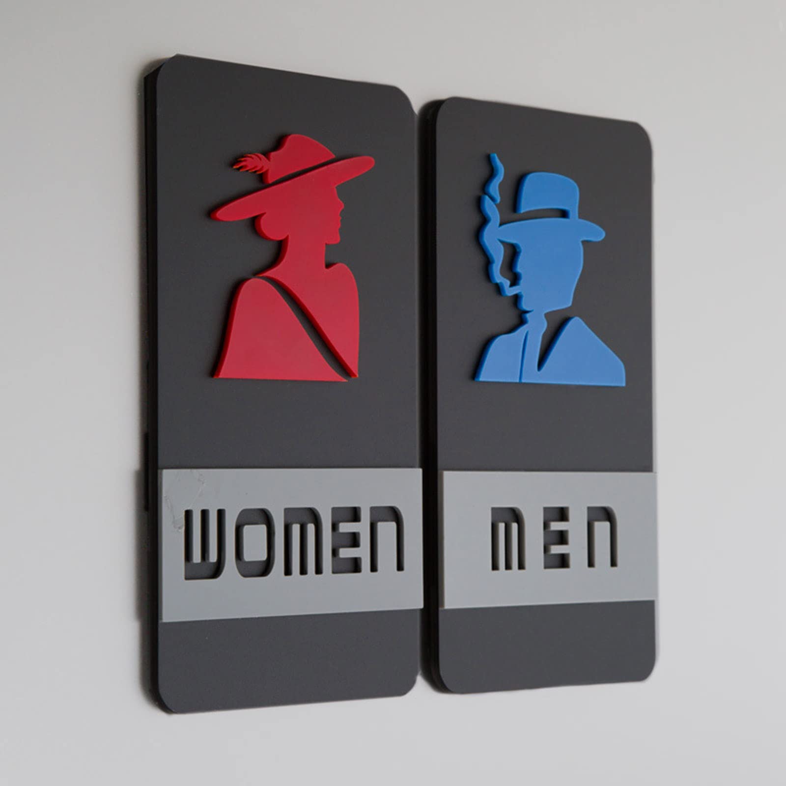 VNVFJKLO restroom sign, Acrylic Men and Women Toilet Identification Signs, 3D Raised Icons, 4.3 * 8 Inch for Offices, Businesses, and Restaurants