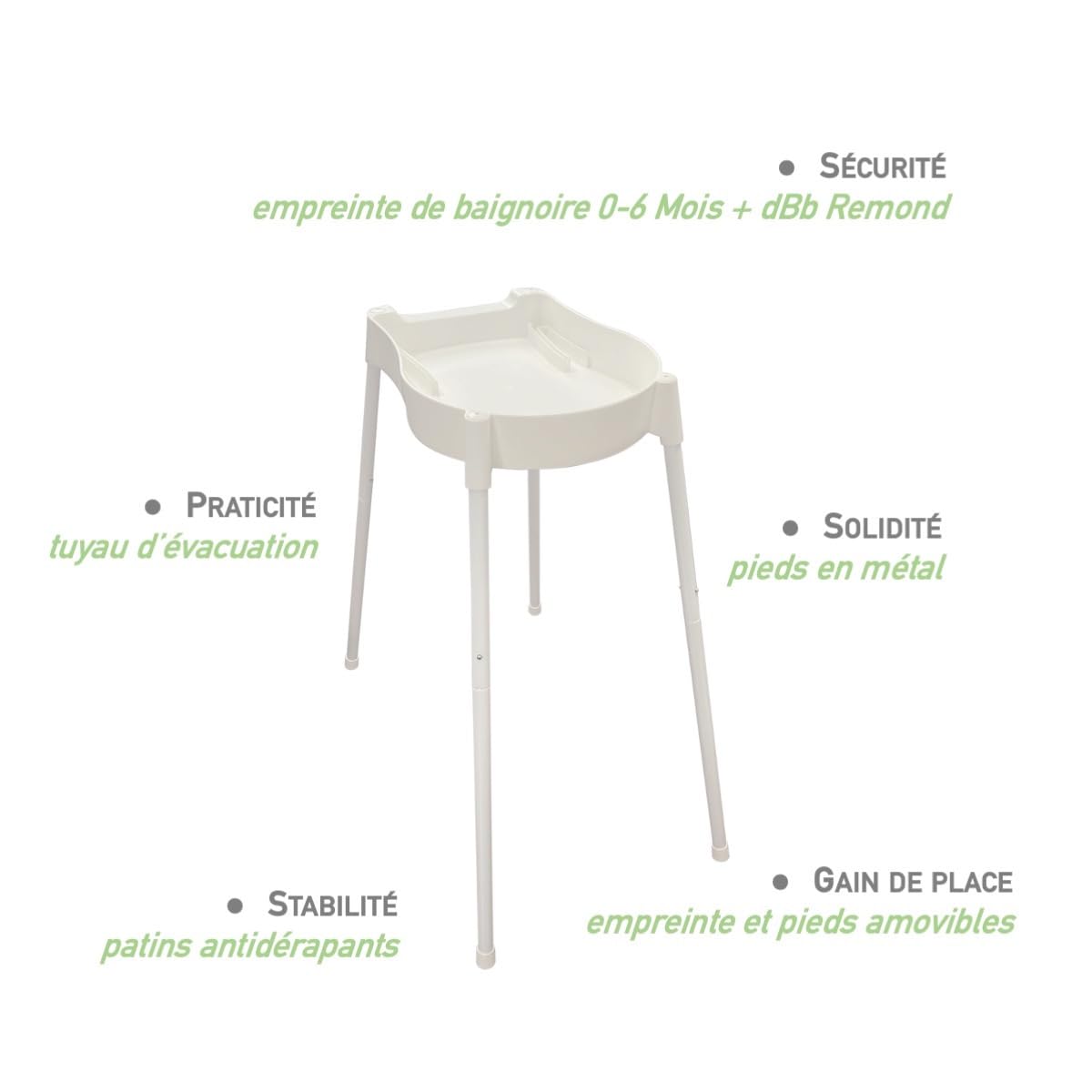 dBb Remond Support avec Empreinte pour Baignoire bébé 0-6 Mois, Pieds Amovibles