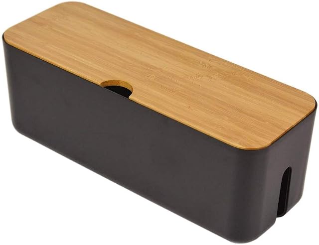 Cable Management Box| Power Stripe Organizer|Cord Organizer Box| Hide and Conceal Power Strips and Electrical Cords from TVs, Computers, and Desks| Keep Pets Safe (Black)