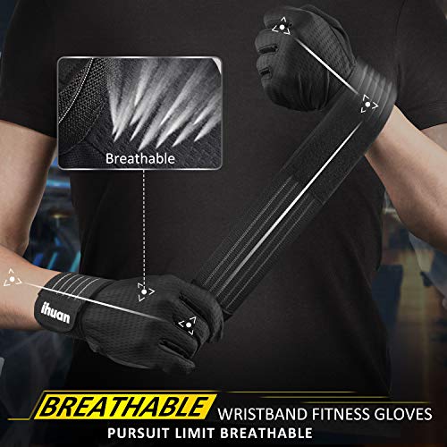 image for ihuan Updated 2021 Ventilated Weight Lifting Gym Workout Gloves Full F