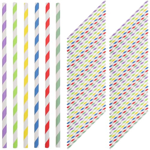 Pitillos desechables de papel multicolor 200 pzas miniatura 1