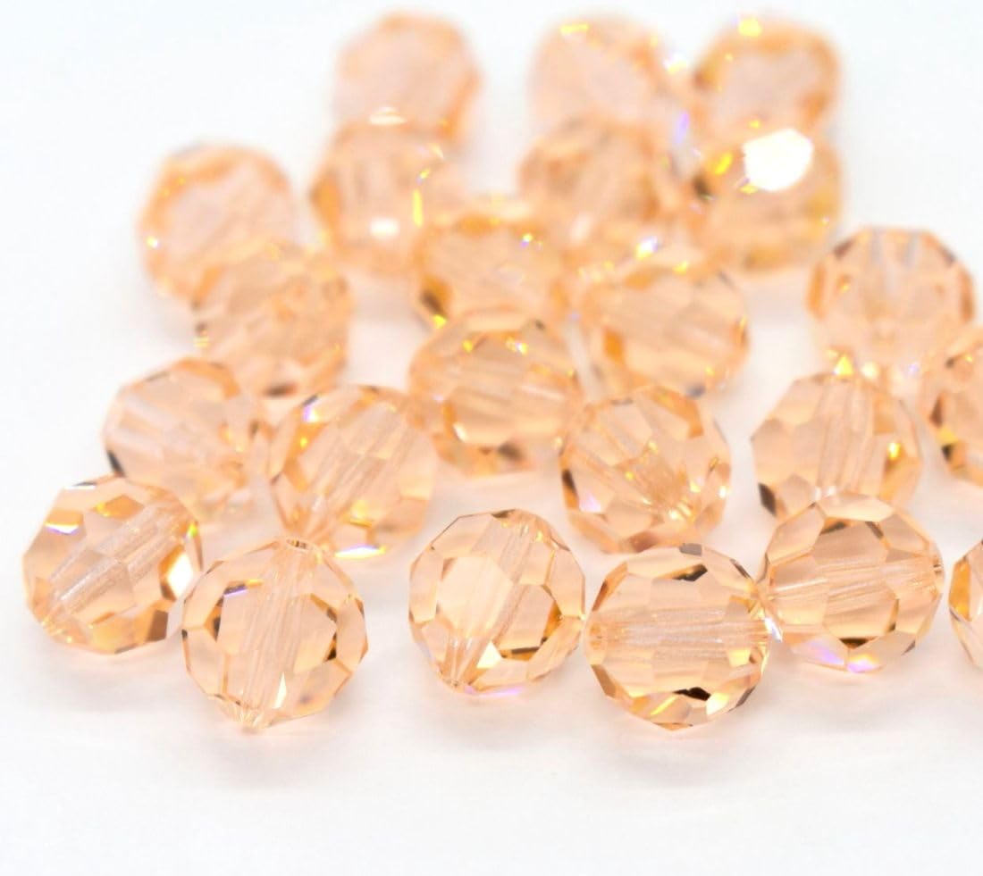Adabele SS2R-818 - 24 cuentas redondas facetadas de cristal austriaco de 8 mm, color rosa melocotón claro, compatible con 5000 cristales de Swarovski Preciosa SS2R-818