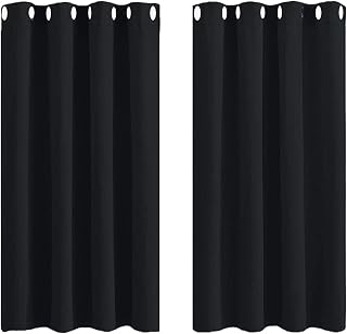 Wzxhew #55 - Paneles de cortina con aislamiento térmico para sala de estar, color azul bebé, juego de cortinas de ducha de baño, cortina de división de baño, sin taladrar (negro, Q)