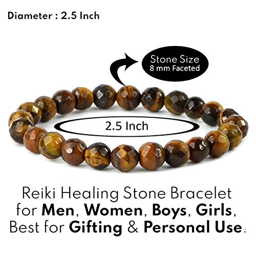 Image of Reiki Crystal Products Certified Natural Crystal Stone 8 mm Diamond Cut /Faceted Beads Bracelet for Men & Women | Reiki Charged Gemstone Bracelet | Multiple Crystal Variants Available