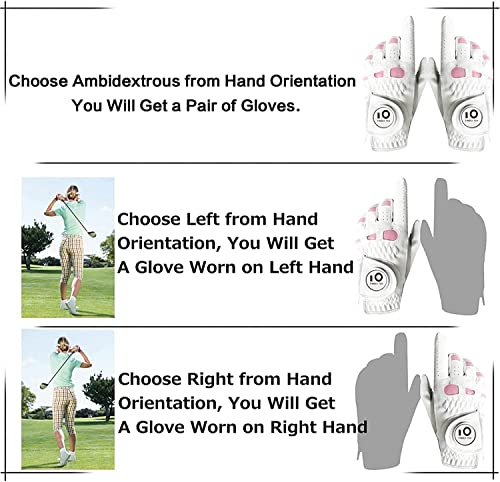 FINGER TEN Golf Gloves Ladies Left Hand Right Cabretta Leather with Ball Marker Value 2 Pack - Image 3