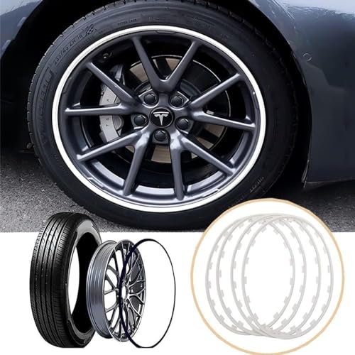 UNbit Rim Guard Wheel Wheel Rims Protectors Car Vehicle Wheel Rims Protectors Decor Strip for All Car Models 4 Pcs / 16-20In WEWYQSJXBXF-31224(Color:White,Size:20in)
