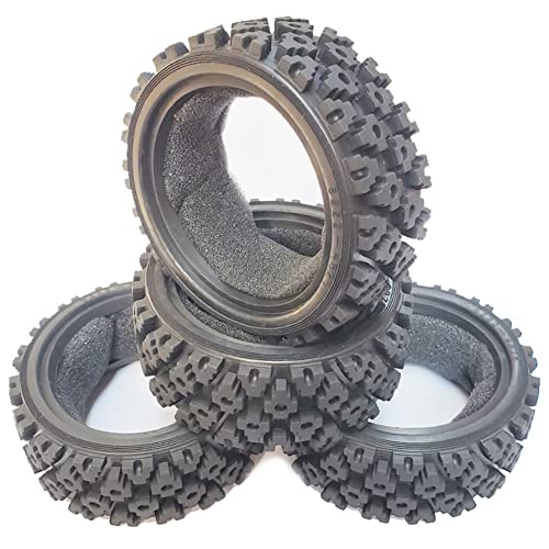 Yheonver 4 StüCk 70 Mm 1/10 RC Offroad Auto Gummireifen Rad Reifen Vorne für TT01 TT02 XV01 LC Racing PTG-2