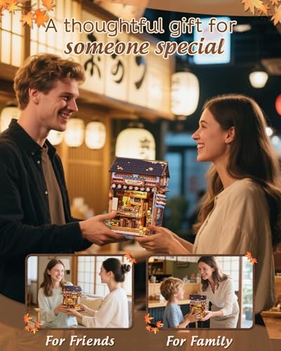 Image of CUTEBEE Book Nook Kit for Adults - Japanese Izakaya Miniature Doll House, 3D Wooden Puzzle, Booknook Book Shelf Decor Creative Gift Idea (Choshi no Shitamachi)