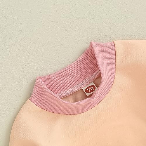 Fernvia Toddler Baby Girl Clothes 3 6 9 12 18 24 Months Fall Outfits Solid Long Sleeve Sweatshirt Tops + Pants Set (C-Purple Pink, 12-18 Months) - Thumbnail 6
