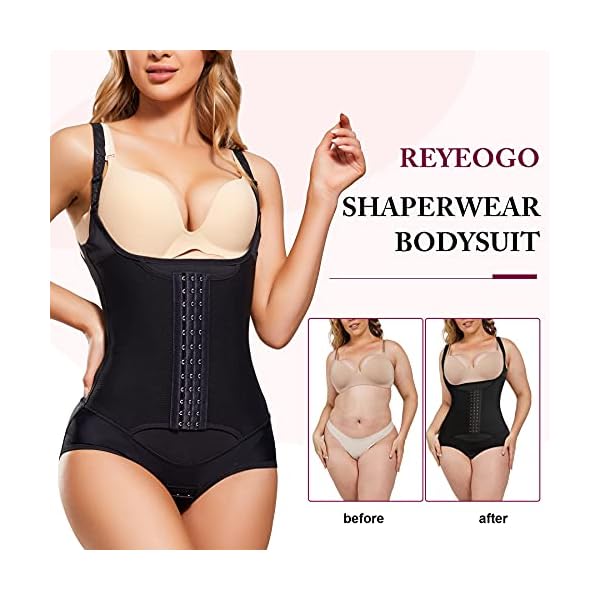 REYEOGO-Waist-Trainer-for-Women-Shapewear-Bodysuits-Firm-Body-Shaper-Butt-Lifter-Tummy-Control-Corset-Slimming-Girdles REYEOGO Waist Trainer for Women Shapewear Bodysuits Firm Body Shaper Butt Tummy Control Faja Colombiana Open Bust Corset (Medium, Black)