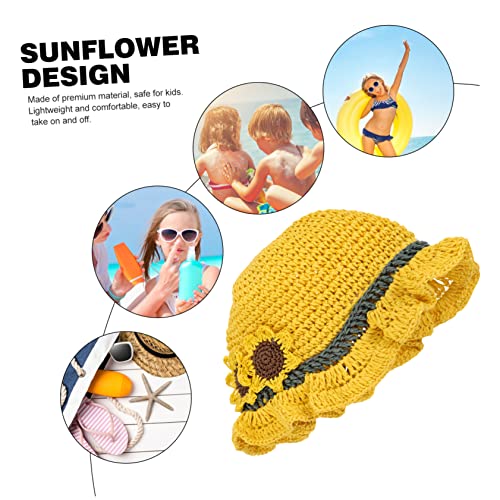 Homoyoyo Straw Woven Sun Hat for Boys and Girls Bucket Hats for Boys Girls Sunflower Decor Yellow2