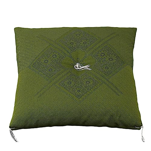 座布団 日本製 約59×63cm 八端判サイズ 緑 グリーン 国産 手作り ふくれ織り 普段座布団 和風 和座布団 クッション ざぶとん フクレ 法要 祝事 来客 在宅勤務 在宅ワーク リモートワーク テレワーク