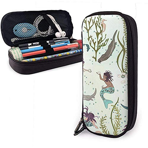 Preisvergleich Produktbild Meerjungfrauen und Otter - Klein - Seeleder Federmäppchen, Bleistiftbeutel Stifthalter Stationäres Etui