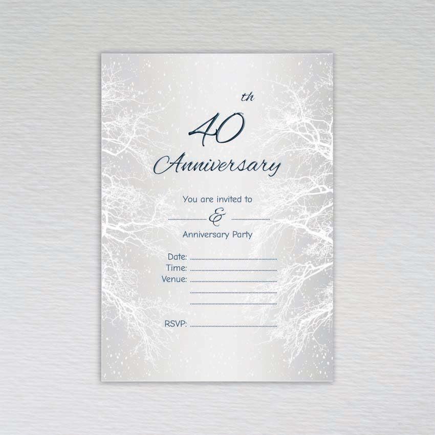 Webspectations Pack of 40th Wedding Anniversary Invitations: Winter Snowy Tree 40th Anniversary Invites (Pack of 20 without Envelopes)
