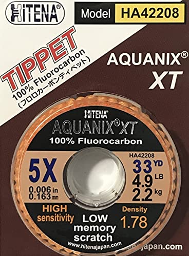 Hitena Aquanix - Fluorocarbon Fly Tippet (33Yd) Made With Highest Grade Fluorocarbon. Supple. Less Memory. Super Abrasion Resistance #TOP2