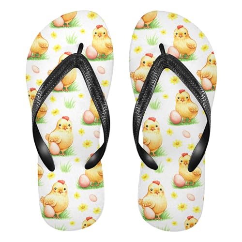Burbuja Watercolor Chickens Flip Flops for Women Men, Soft Thong Sandals Rubber Slippers for Pool Beach Essentials
