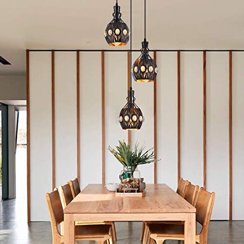 Image of YLONG-ZS 3-Light Industrial Pendant Lighting Vintage Hanging Ceiling Light Fixtures,Farmhouse Rustic Lantern Pendant Light Hanging Lamps for Dining Room,Living Room, Hotel