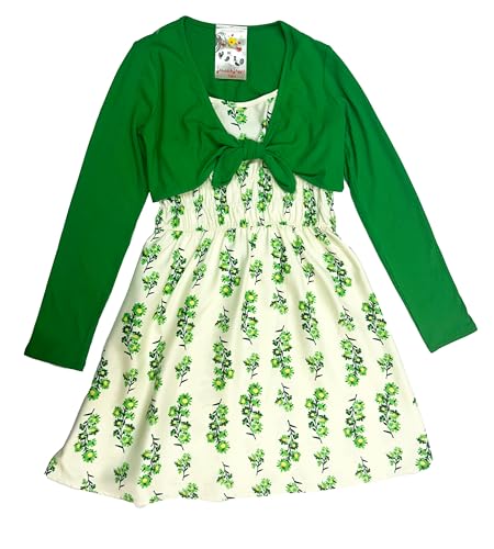 Jenna & Jessie girls 2 piece dress and tie cardigan set, Green