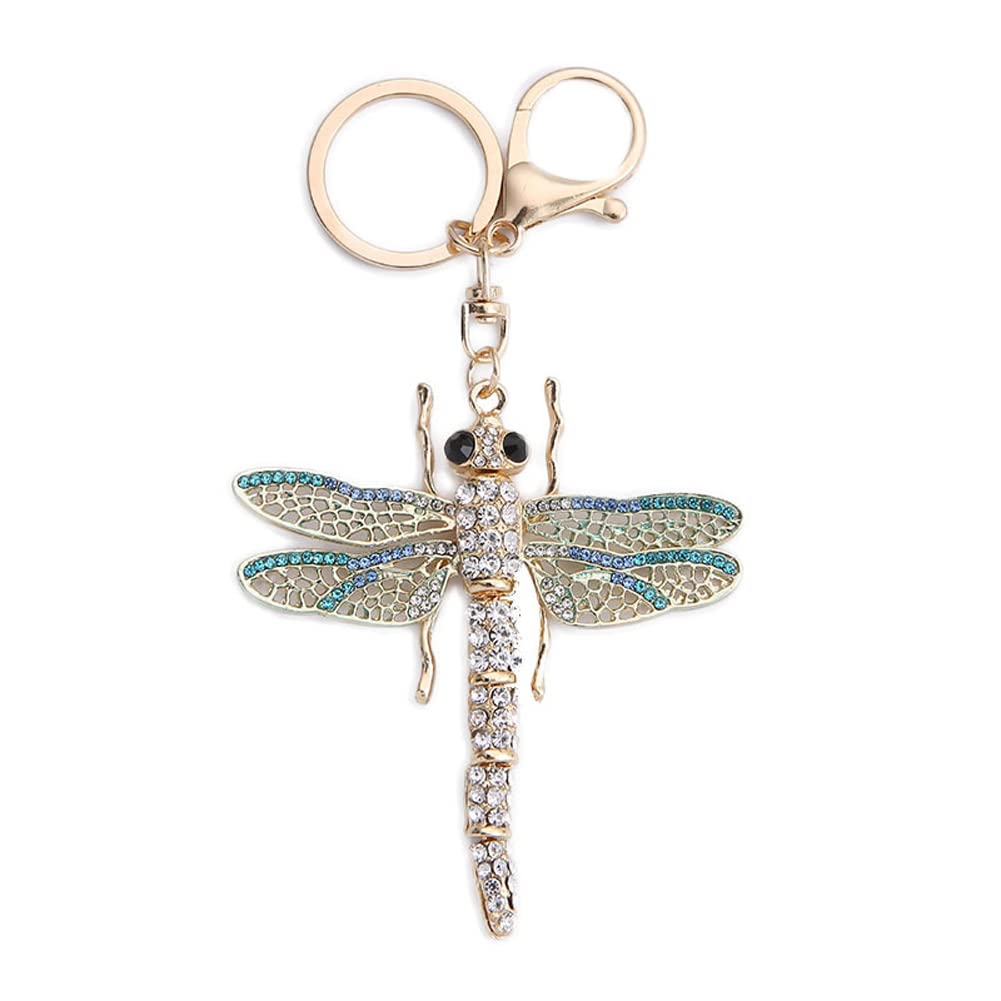 ARFUKA Keyring Dragonfly Insect Pendant Keychain Rhinestone Crystal Keyring Car Key Chain Key Holder Handbag Purse Charm, Gift Ideas for Her, Gift Exchange Ideas