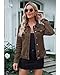GRAPENT Women's Casual Basic Button Down Long Sleeve Stretchy Jean Trucker Denim Jacket with Pockets Color Mustang Brown Size Medium Size 8 to 10