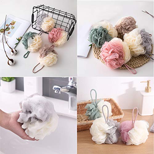 VONKY Bath Bola Duel Cores Bath Tubs Toalha corpo Scrubber Limpeza malha Duche café 11 centímetros F