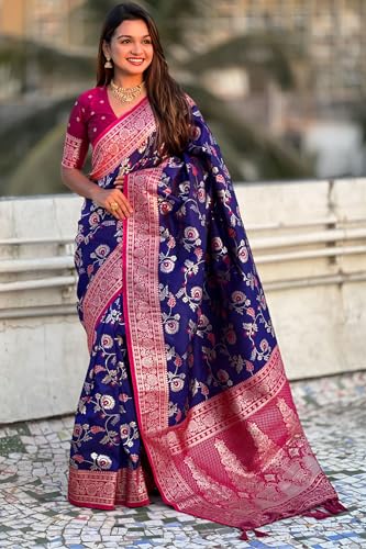 Image of SGF11- Women's Kanjivaram Woven Soft Silk Saree With Blouse Piece
