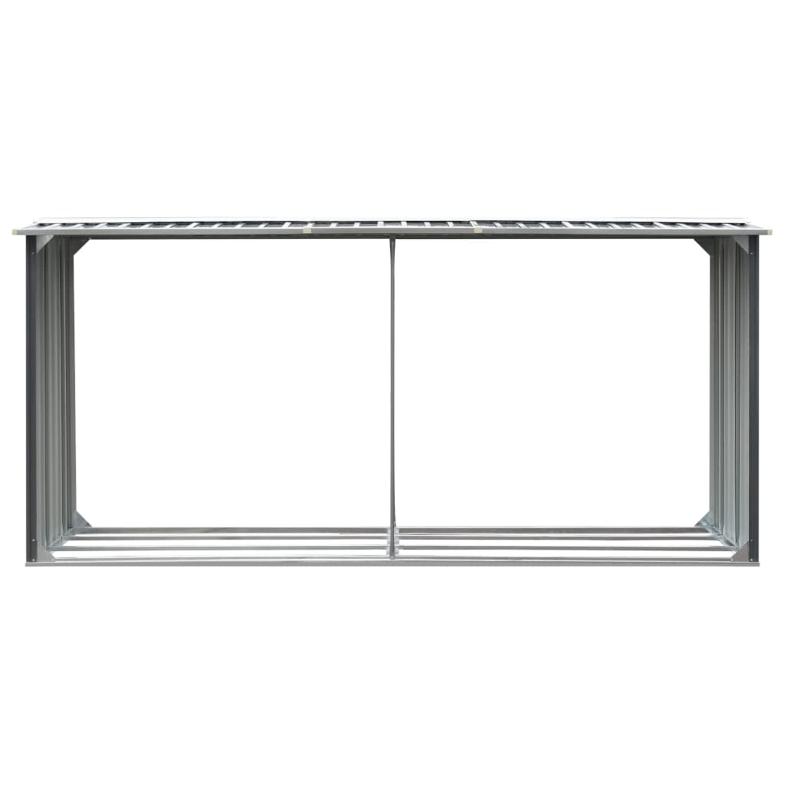 Gecheer Legnaia per Esterno in Acciaio Zincato 330x92x144/153 cm Grigio con Struttura Stabile e Tetto Inclinato for Giardino e Cucina a Legna