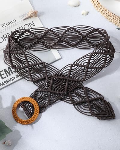 Geyoga Boho Belt for Women Waist Belts for Dresses Woven Braid Bohemian Style Accessories3