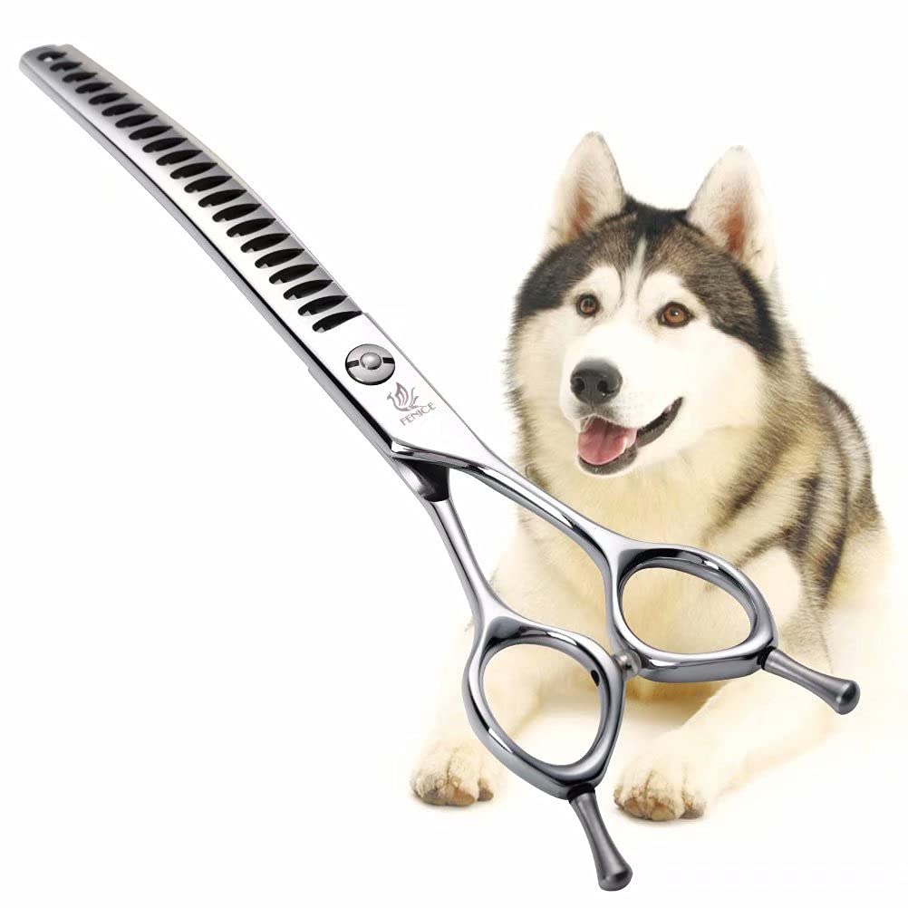 Fenice Peak Dog Grooming Shears Curved Chunker Scissors for Dogs and Cats Face Body Trimming Shears 440C 7.5''
