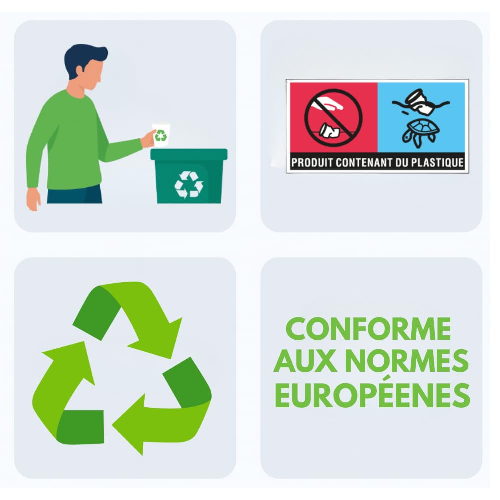COVR 500 Gobelets Double Paroi 8 oz / 25 cl / 500 unités, Recyclables, Boisson Chaude et Boisson Froide, Solide et Bonne Prise en Main, Résistant