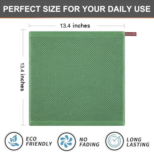 Image of 100% Cotton Kitchen Dish Cloths, 6 Pack Waffle Weave Ultra Soft Absorbent Dish Towels for Drying Dishes Quick Drying Kitchen Towels Dish Rags, 13.4 X 13.4 Inches (Grass Green, Pack of 6)