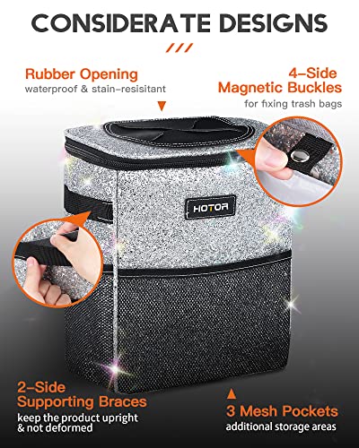 Image of HOTOR Car Trash Can, Leakproof Car Organizer, 2-Gallon, Sparkle White