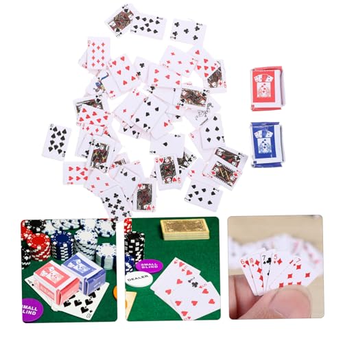 2 Stück Maßstab Mini-pokerkarten aus Robustes Kartenspiel mit Klarem Muster für Puppenhaus Dekoration DIY Basteln Geschenk für Erwachsene – Bild 6