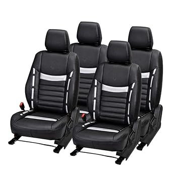 JMDi Premium PU Leatherette 'Maruti S-Presso' Front & Back Car Seat Cover (1 Year Warranty, Black-Silver, Sc16JMDi2018026)