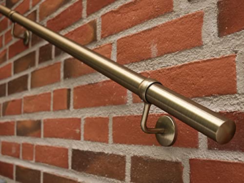 ROTHLEY Metal Stair Railing Handrail: 11.8FT Stainless Steel Hand Railings for Stairs Outdoor Indoor Wall Mount Stair Handrail Complete Kit 1.6