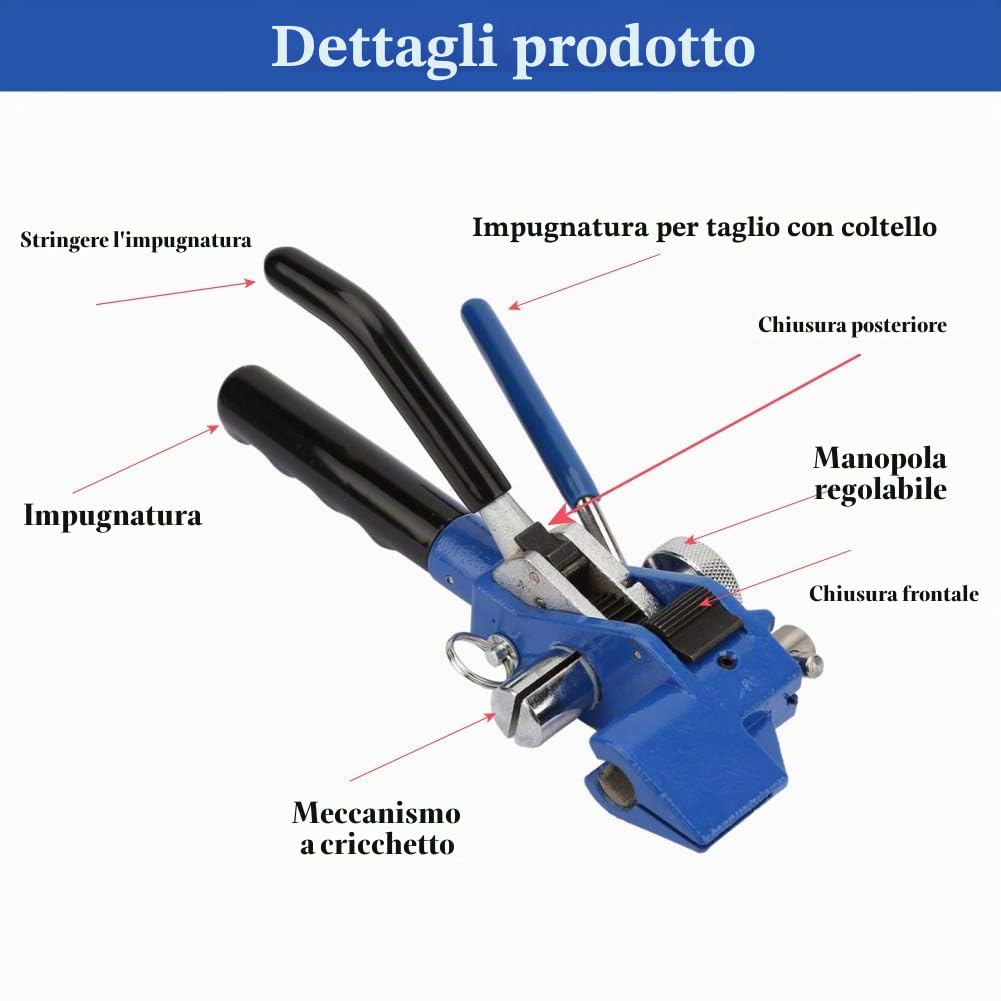 Pistola per fascette per cavi, Pistola per fascette per cavi in ​​acciaio inossidabile, Strumento per fascette per cavi di fissaggio, Strumento per fascette per fascette in acciaio inossidabile,