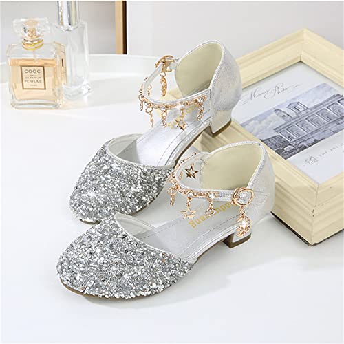 OMEARK Girls Princess Sandals Round Toe Glittler Rhinestone Dress Up Shoes Sparkly High Heels Party Wedding Girls Shoes Breathable Non-Slip for Kid Toddler2