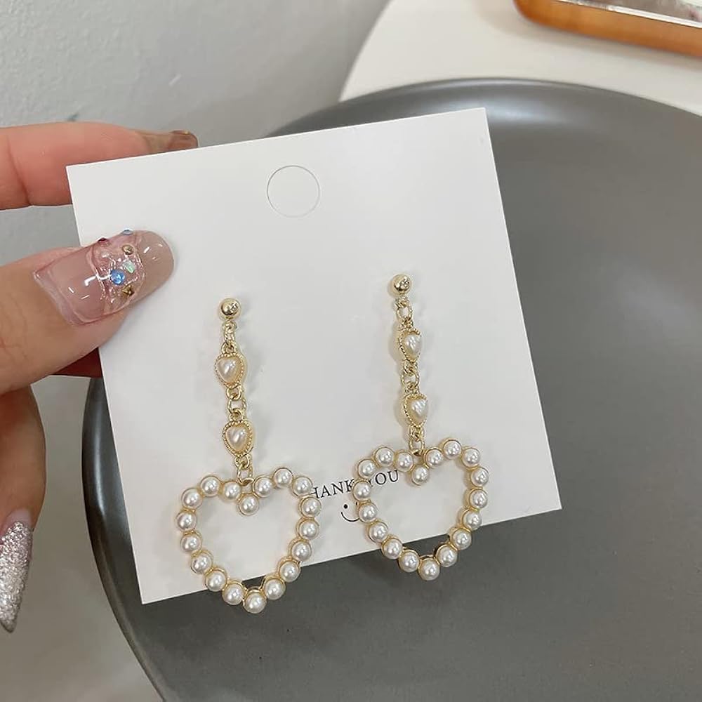 ピアス [LOVE ME MONSTER] Pearl Heart Ring Earrings 4.
