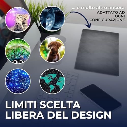 Tappetino Mouse 24 x 20 cm piccolo, Gatto, con Bordo Cucito, Durevoli, antiscivolo e silenzioso, gioco, ufficio, casa, lavabile, arrotolabile, Tappetini per il Gaming Mousepad - Mousepad - Immagine 3