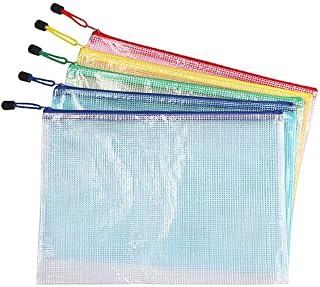 Vicloon Plastic Wallets A4, 5 Pcs A4 Zip Lock Bags Document Wallet Document Folders Plastic Pockets with Zipper for School Office Homework Travel Storage Bags