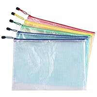 Vicloon Zip File Bag, A4 Größe Portable Mesh Dokument Tasche Farbig mit Reißverschluss für Kosmetik Büros Supplies Reise-Accessoires, 5 Farben (5pcs)