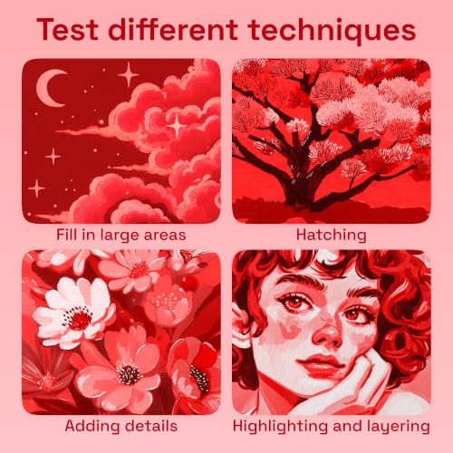 Image of ARTISTRO 5 Red Tones Dual-Tip Acrylic Paint Marker Pens for Drawing | For Fabric, Rock, Glass, Wood, & Molds, Arts & Crafts Gift for Adults, Teens, & Kids, Classroom Must Haves & School Supplies