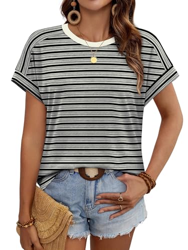 Image of WIHOLL Womens Tops Short Sleeve Shirts Summer Outfits 2026 Spring Dressy Casual Clothes Clothing