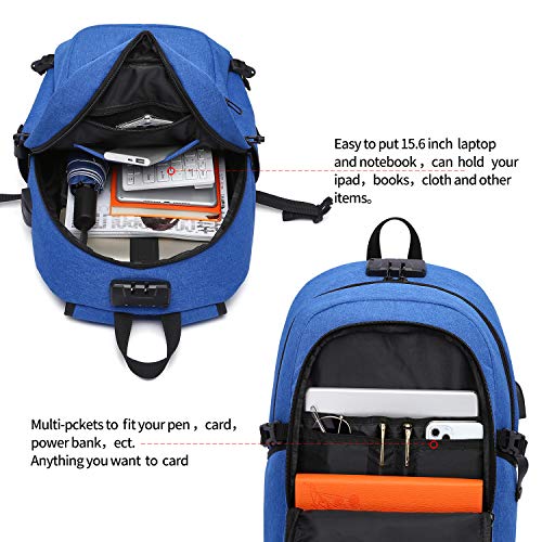 Laptop Rugzak, Zakenreizen Anti-diefstal Rugzak voor Mannen Vrouwen met USB-poort Oplaadvergrendeling, Slank Duurzaam Waterbestendig College School Boekentas Computertas Geschikt voor 15,6 inch laptop Notebook - Image 5