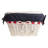 e-wicker24 Alles aus Weide koszyk rowerowy, w stylu retro, vintage, beżowy, na kierownicę z ochroną przed wiatrem, 46 cm, transporter wiklinowy na jeden rower