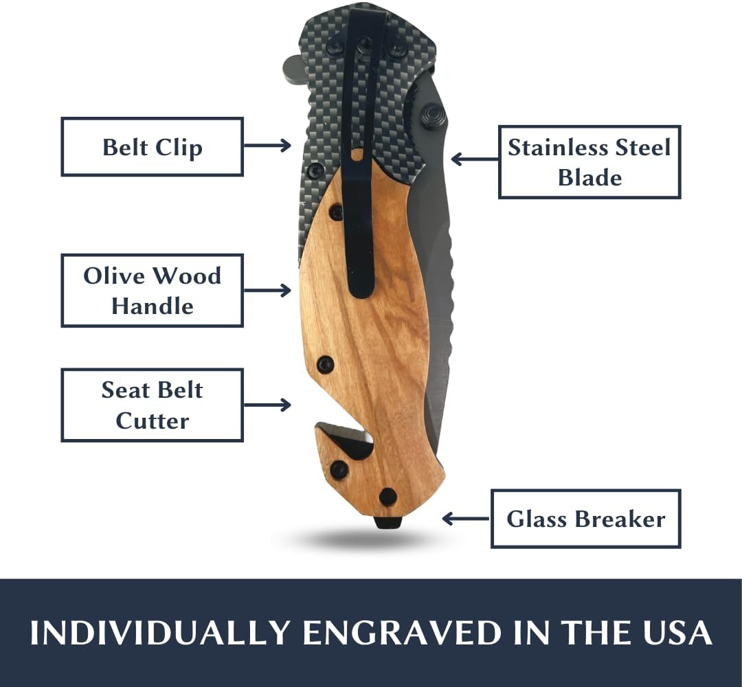 Custom Engraved Pocket Knife - Personalized Groomsmen, Fathers Day, For Him. Dad, Boyfriend, Husband, Gift for Men (1)