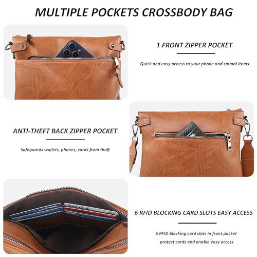 Image of TANTOMI Crossbody Bags for Women, Vegan Leather Hobo Purse for Travel, Shoulder Handbags with Adjustable Wide Strap