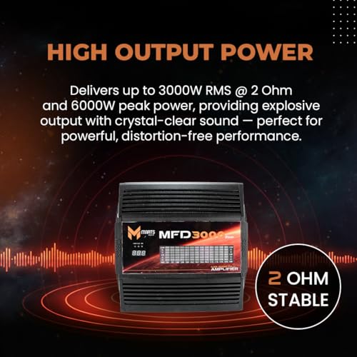 Image of Marts Digital 3000W Class D Full-Range Mono Amplifier MFD3000, 2-Ohm Stable | Compact Car Audio Amp for Subs & Speakers, Clean Power, Bass Boost, Variable LPF /HPF