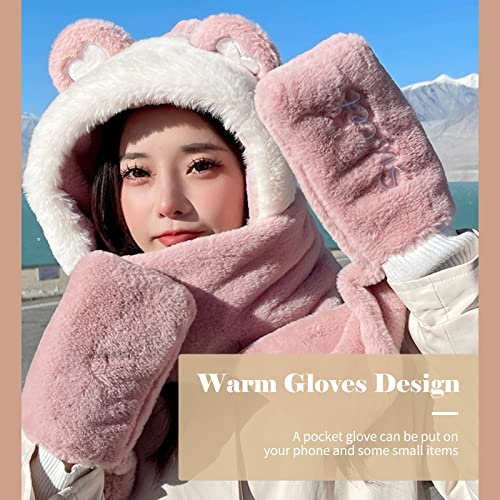 Cigooxm Lenço feminino com capuz macio inverno quente lenço na cabeça aquecedor de pescoço de pelúci